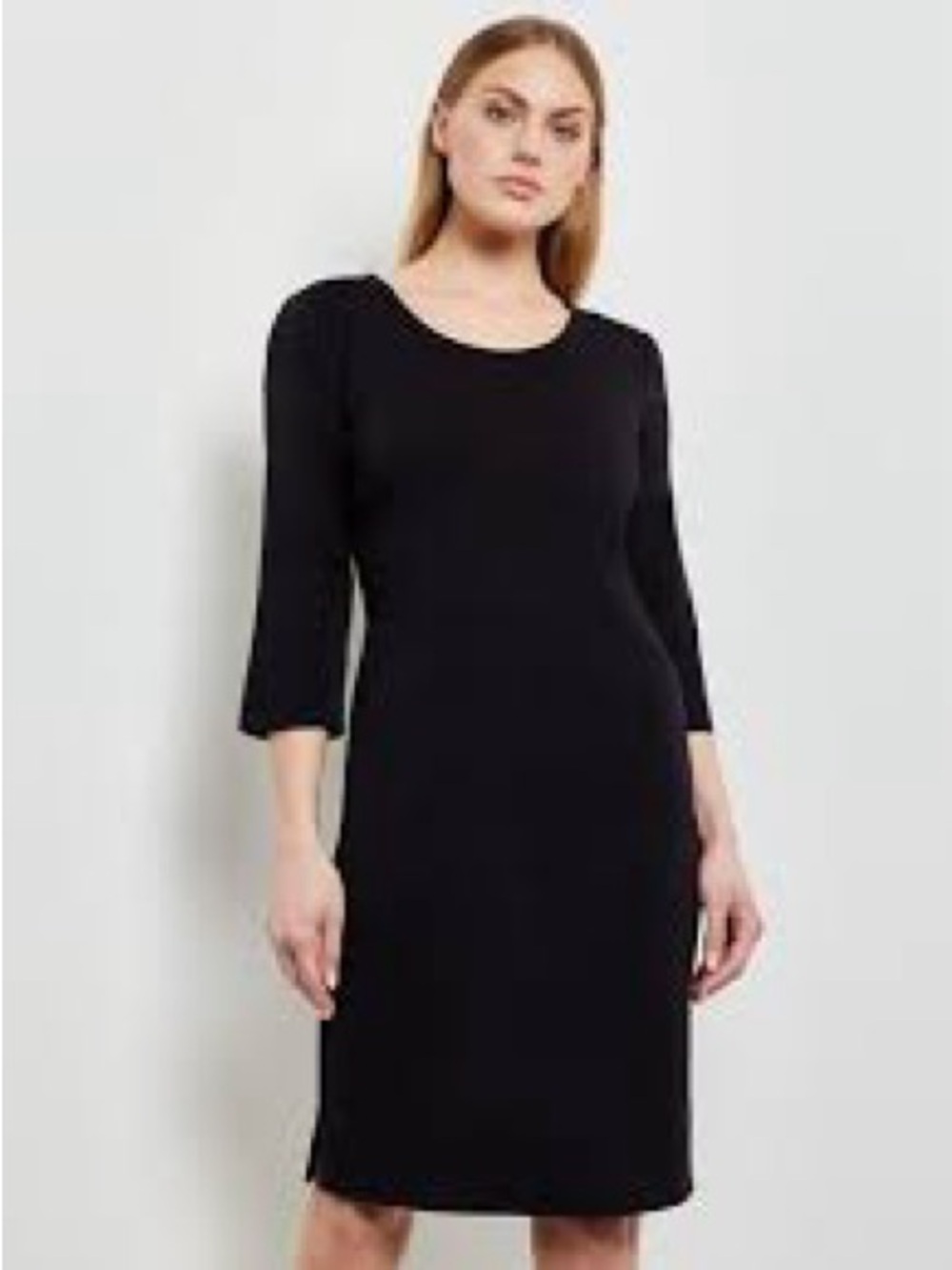 Misook 3/4 Sleeves Mylana Knit Sheath Dress Black Size Medium